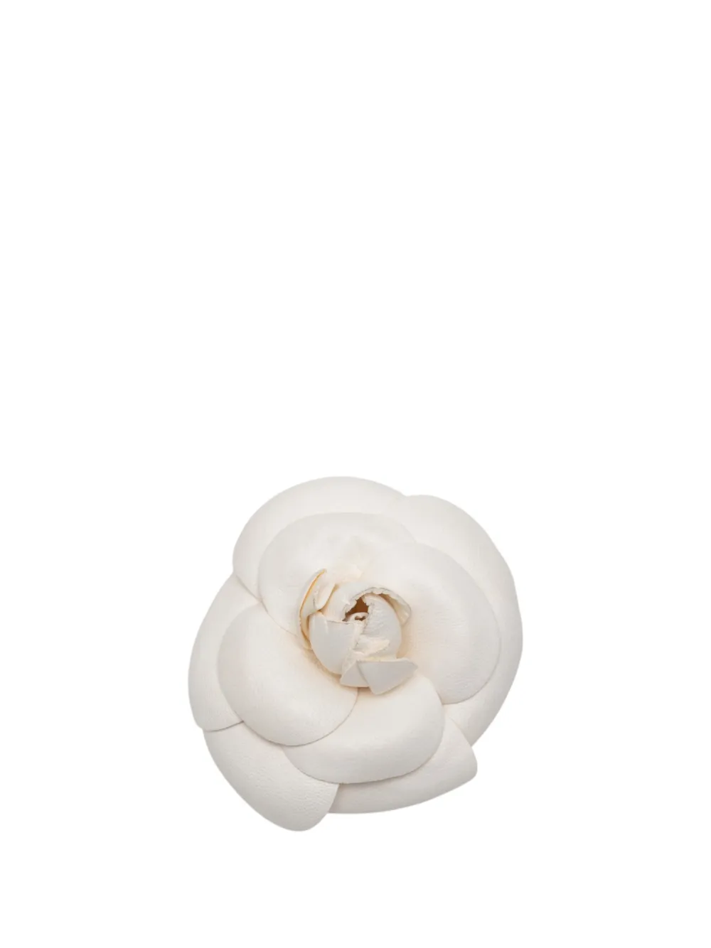 CHANEL Pre-Owned 1970-1980 Leather Camellia Brooch costume brooch - Bianco