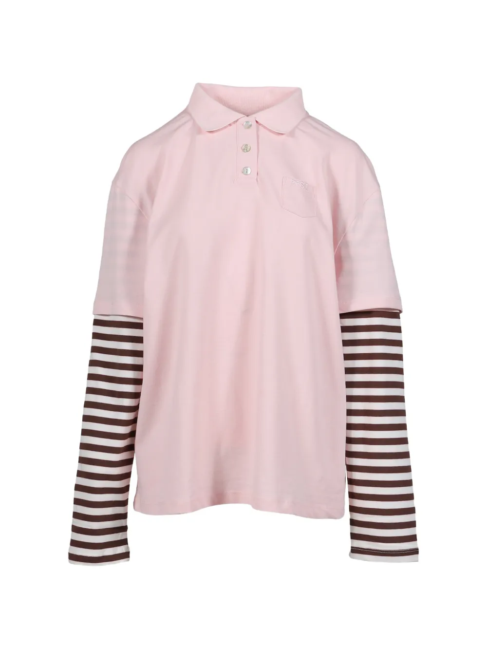 Sandy Liang Dew layered striped-sleeve polo top