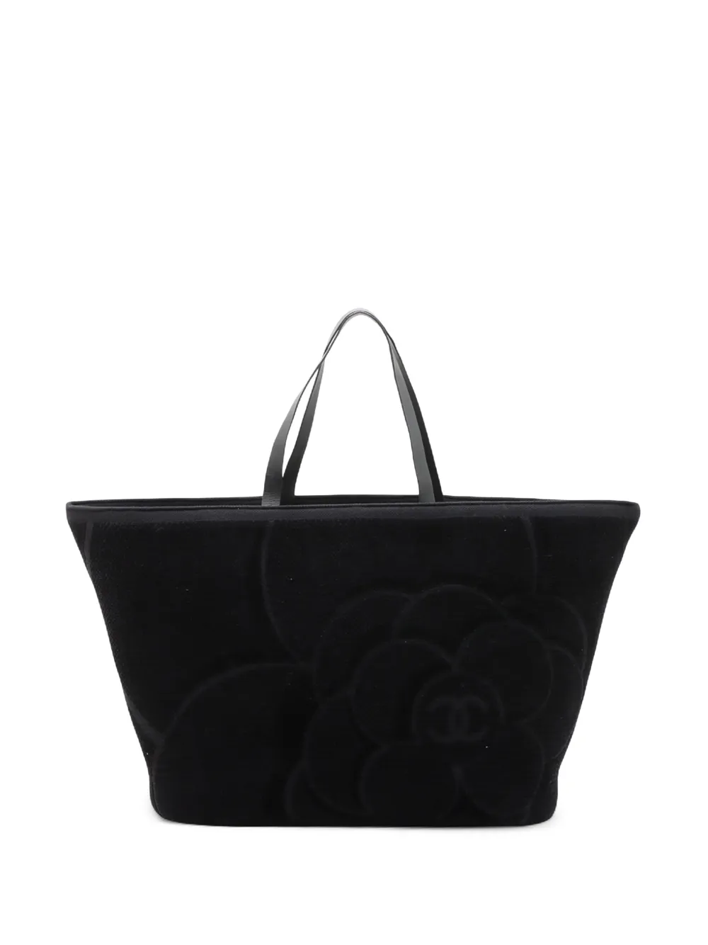 CHANEL Pre-Owned 2018-2025 Terry Cloth Camellia Beach tote bag - Black