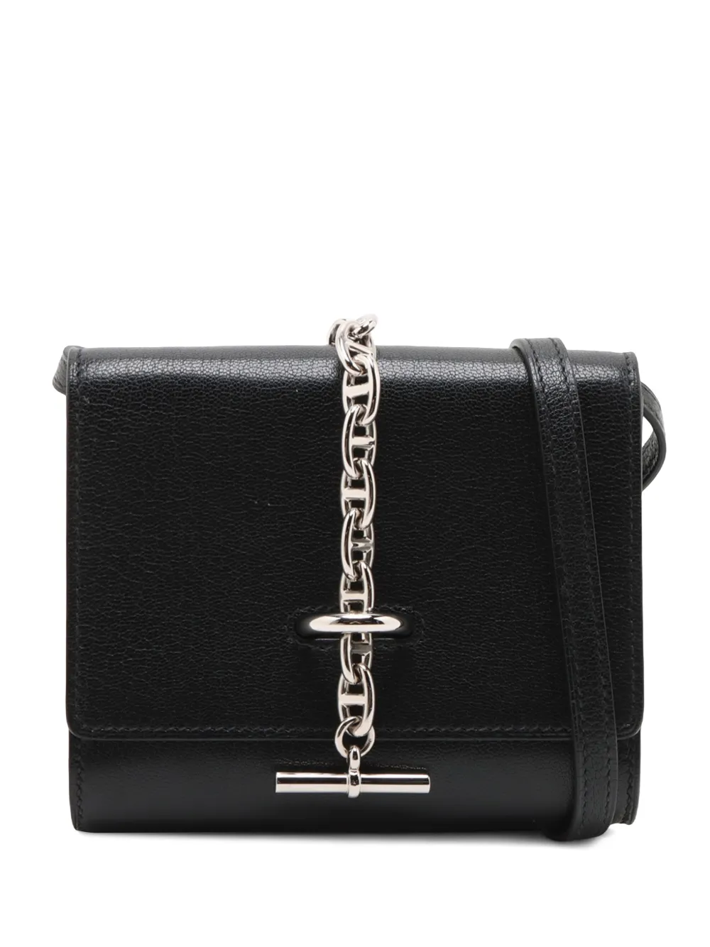 Hermès Pre-Owned 2023-2025 Chevre Mysore Chaine d Ancre Compact Wallet crossbody bag - Nero