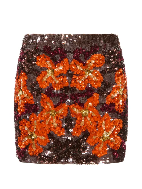 P.A.R.O.S.H. falda corta floral con detalle de lentejuelas