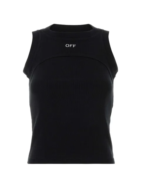 Off-White camiseta canalé con logo estampado