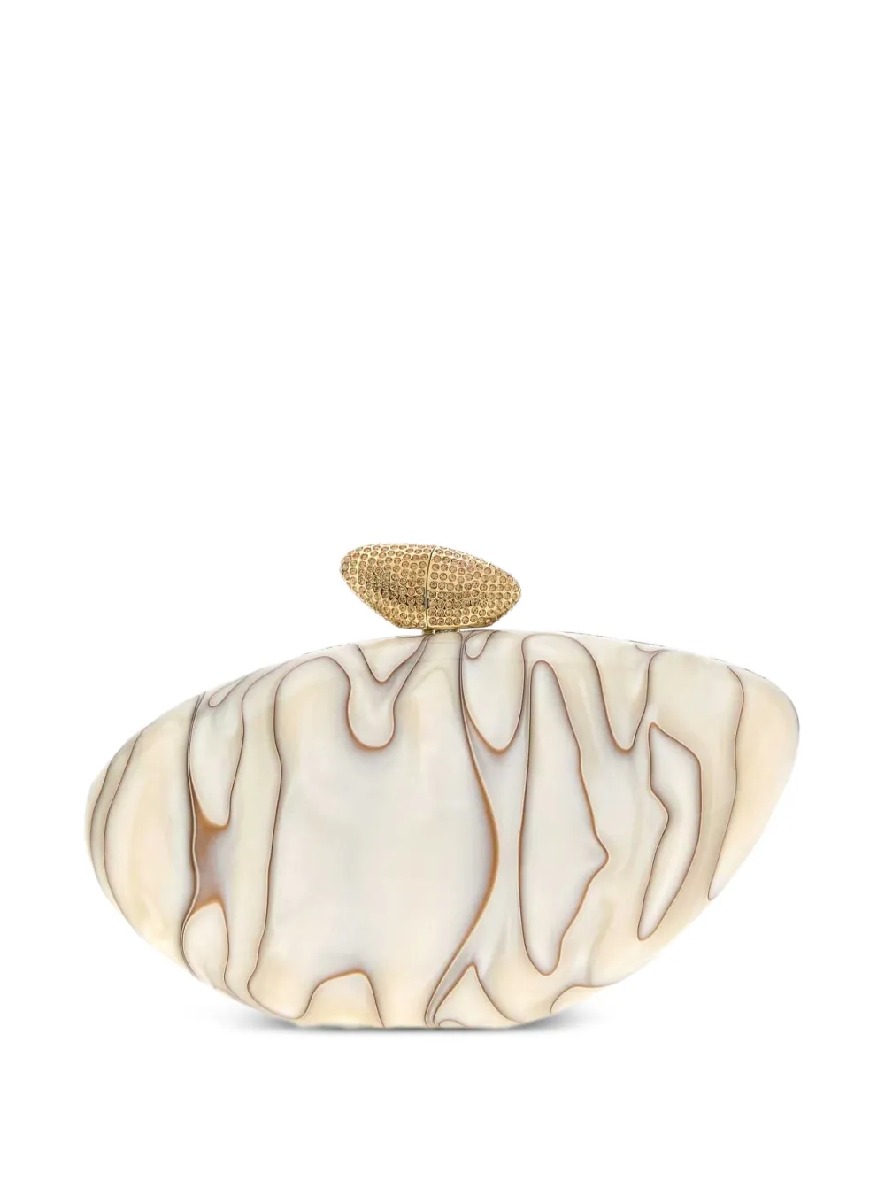 Benedetta Bruzziches mini Armonia marble-effect clutch bag - Nude