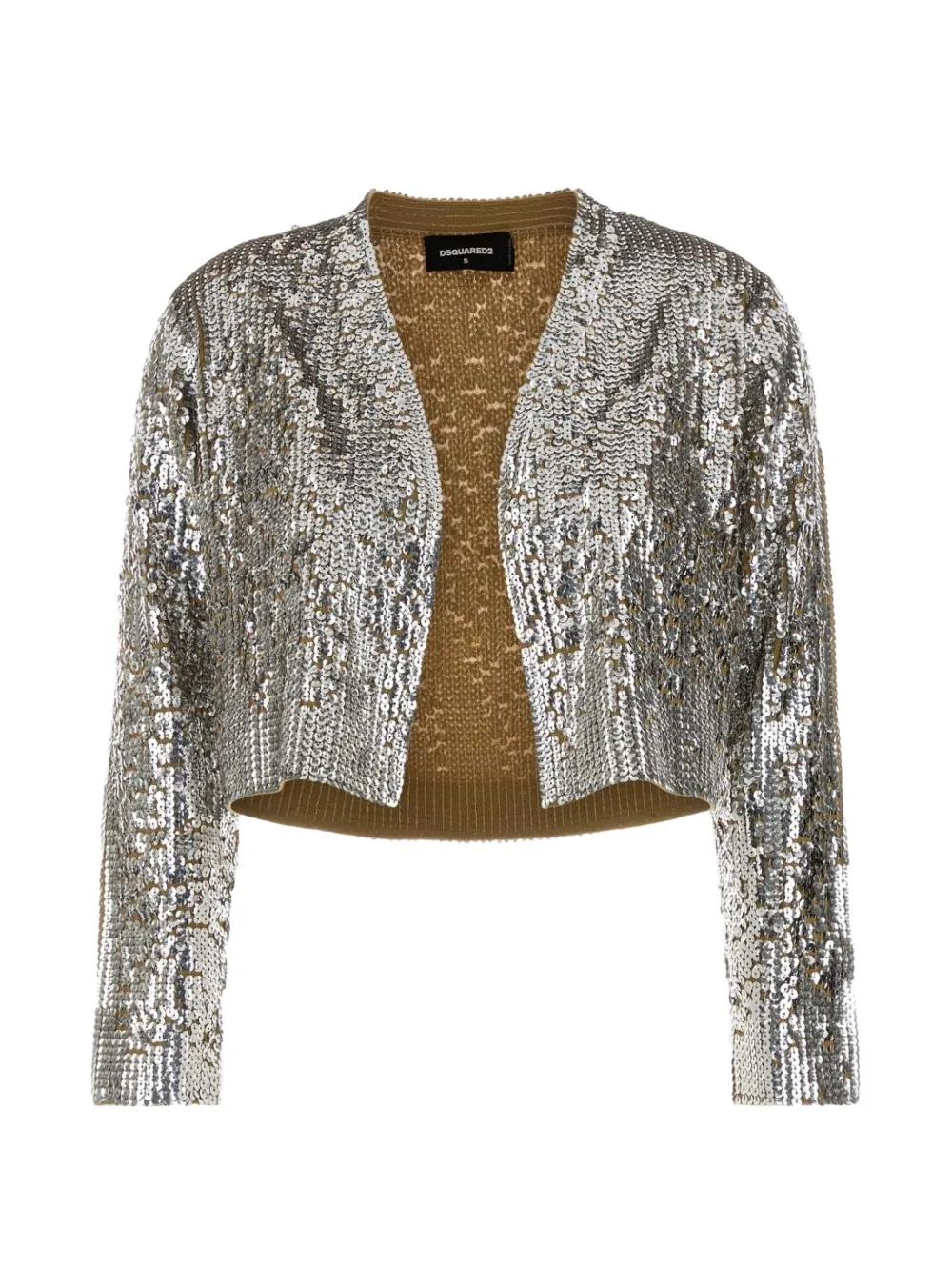 DSQUARED2 Cropped-Cardigan mit Pailletten - Silber