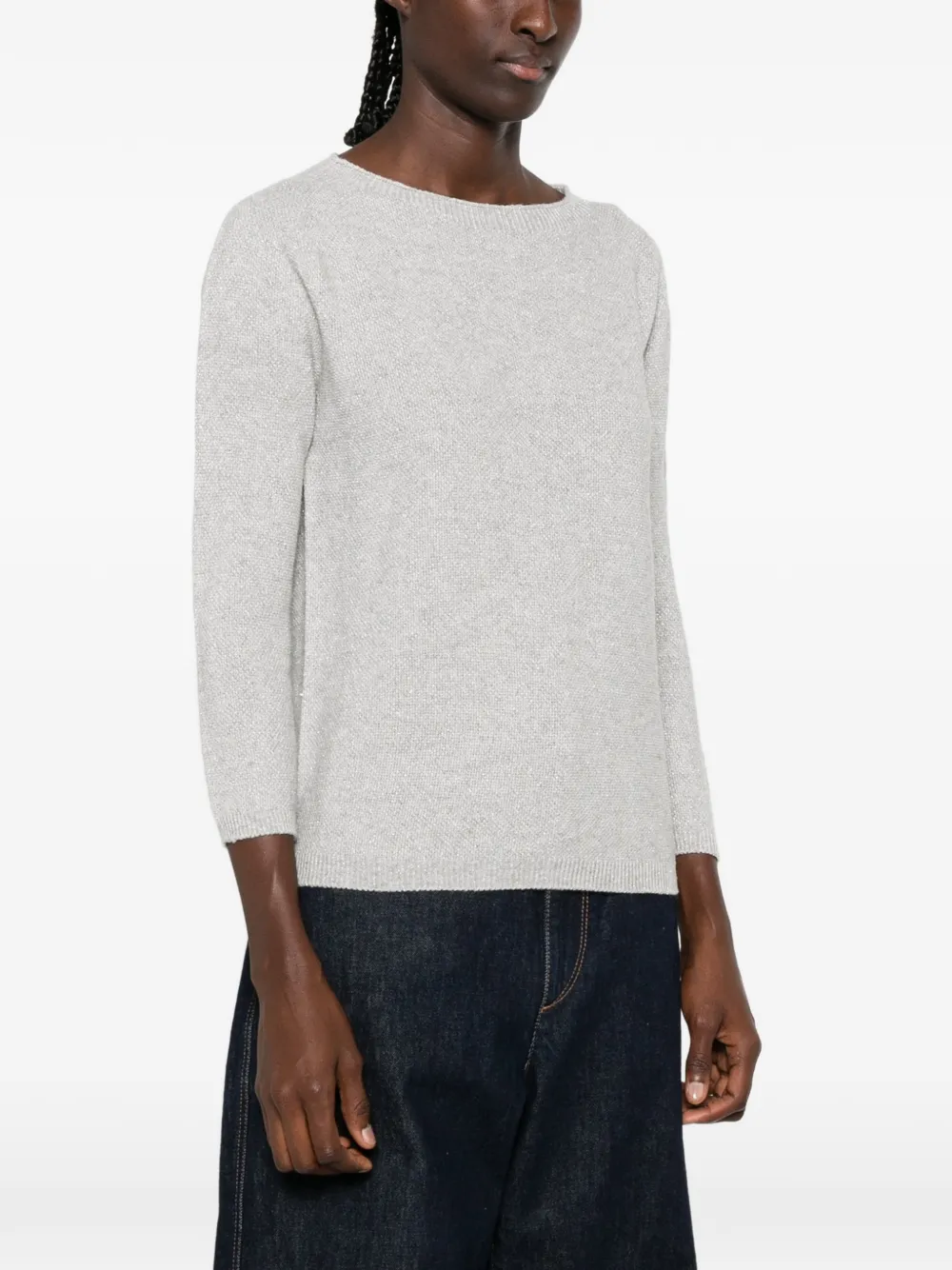 Fabiana Filippi Trui met cropped mouwen en boothals Grijs