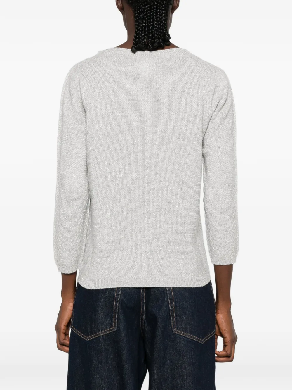 Fabiana Filippi Trui met cropped mouwen en boothals Grijs