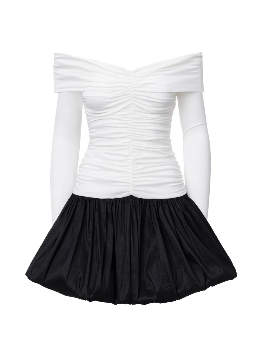 LITA COUTURE off-the-shoulder ruched mini dress - Weiß