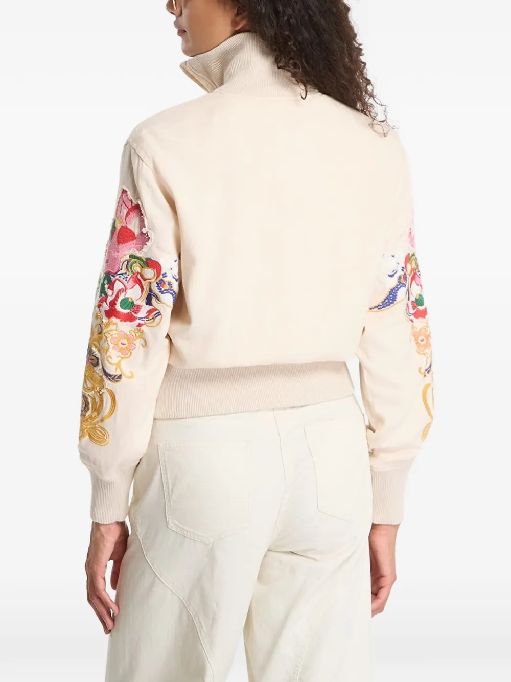 Desigual Jack met geborduurde bloemen Beige