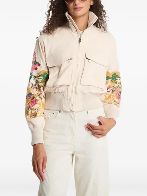 Desigual floral-embroidered zip-up jacket