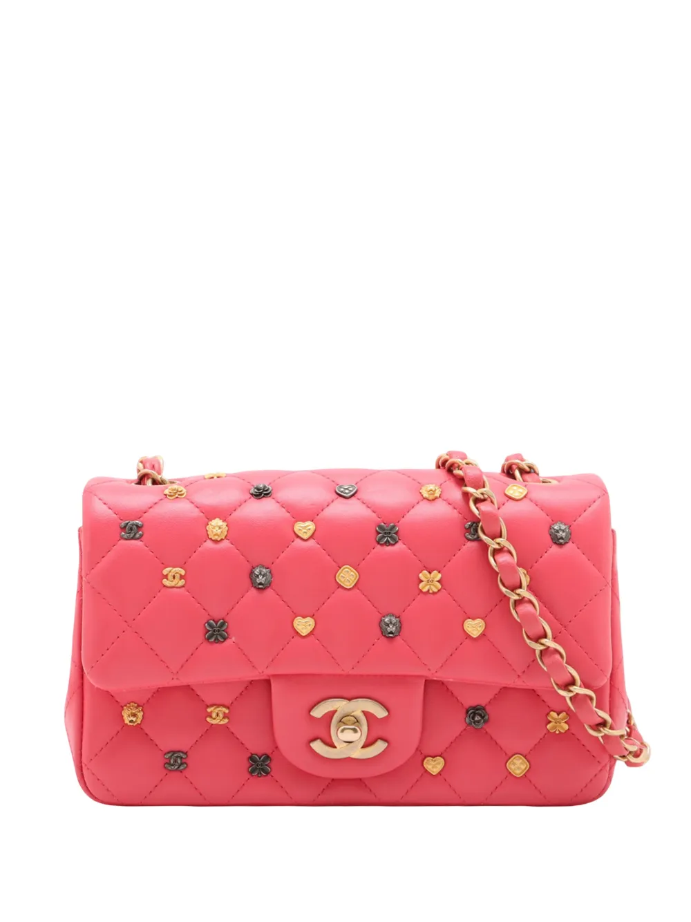 CHANEL Pre-Owned 2018-2019 mini Classic Single Flap Umhängetasche aus Lammleder - Rosa