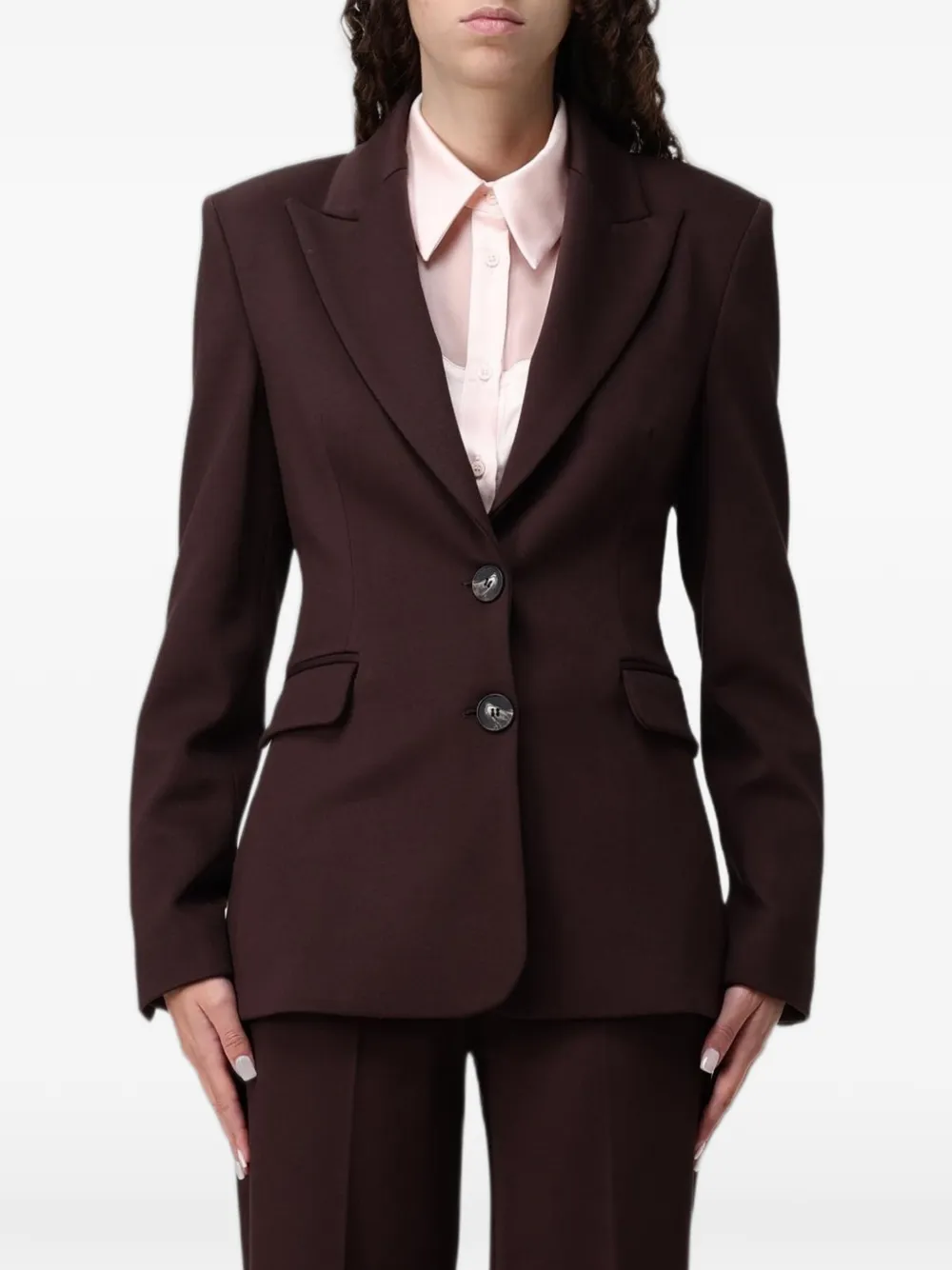 Hanita single-breasted peaked-lapel blazer - Brown