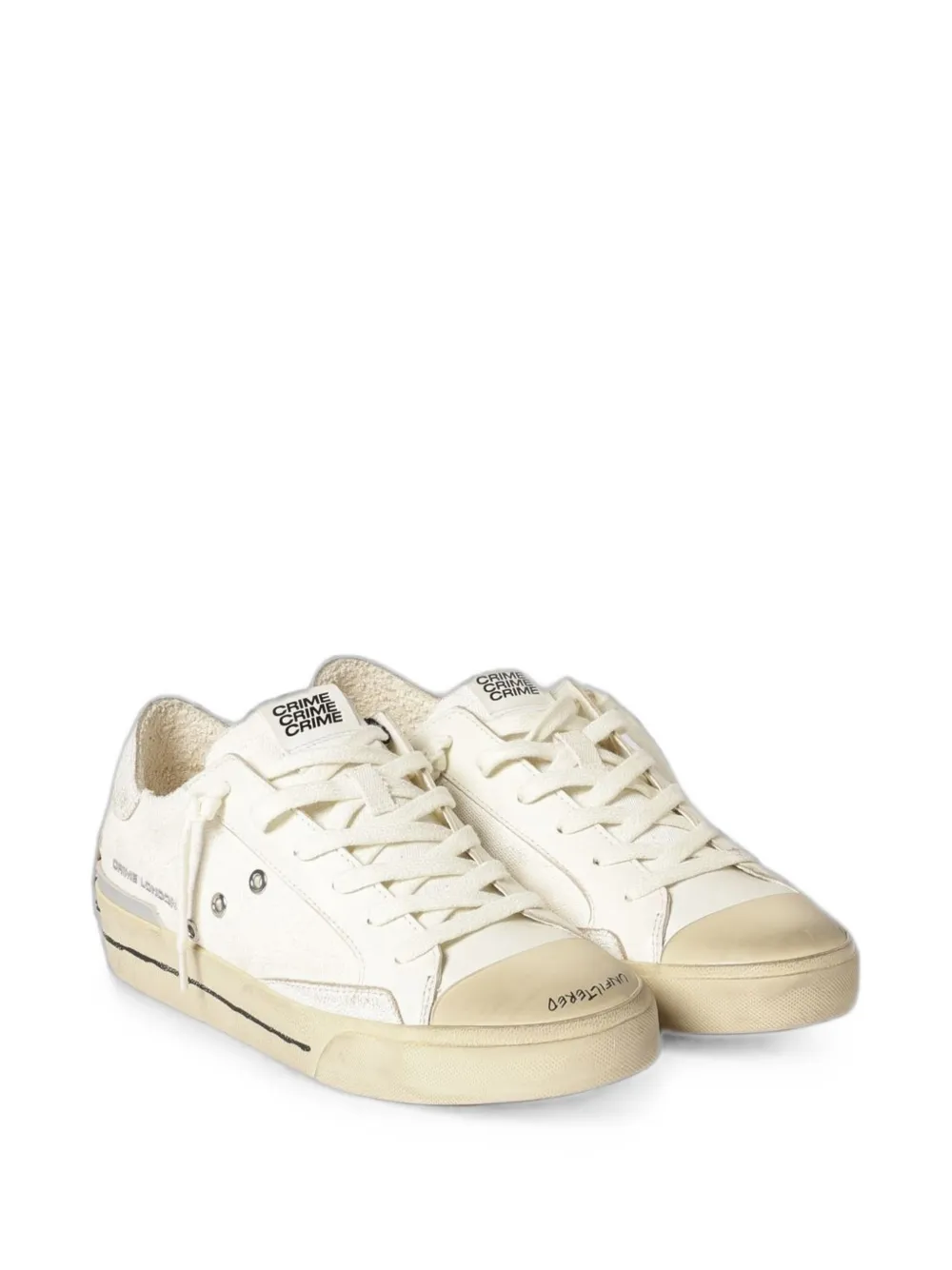 Crime London Recut canvas leather sneakers Beige