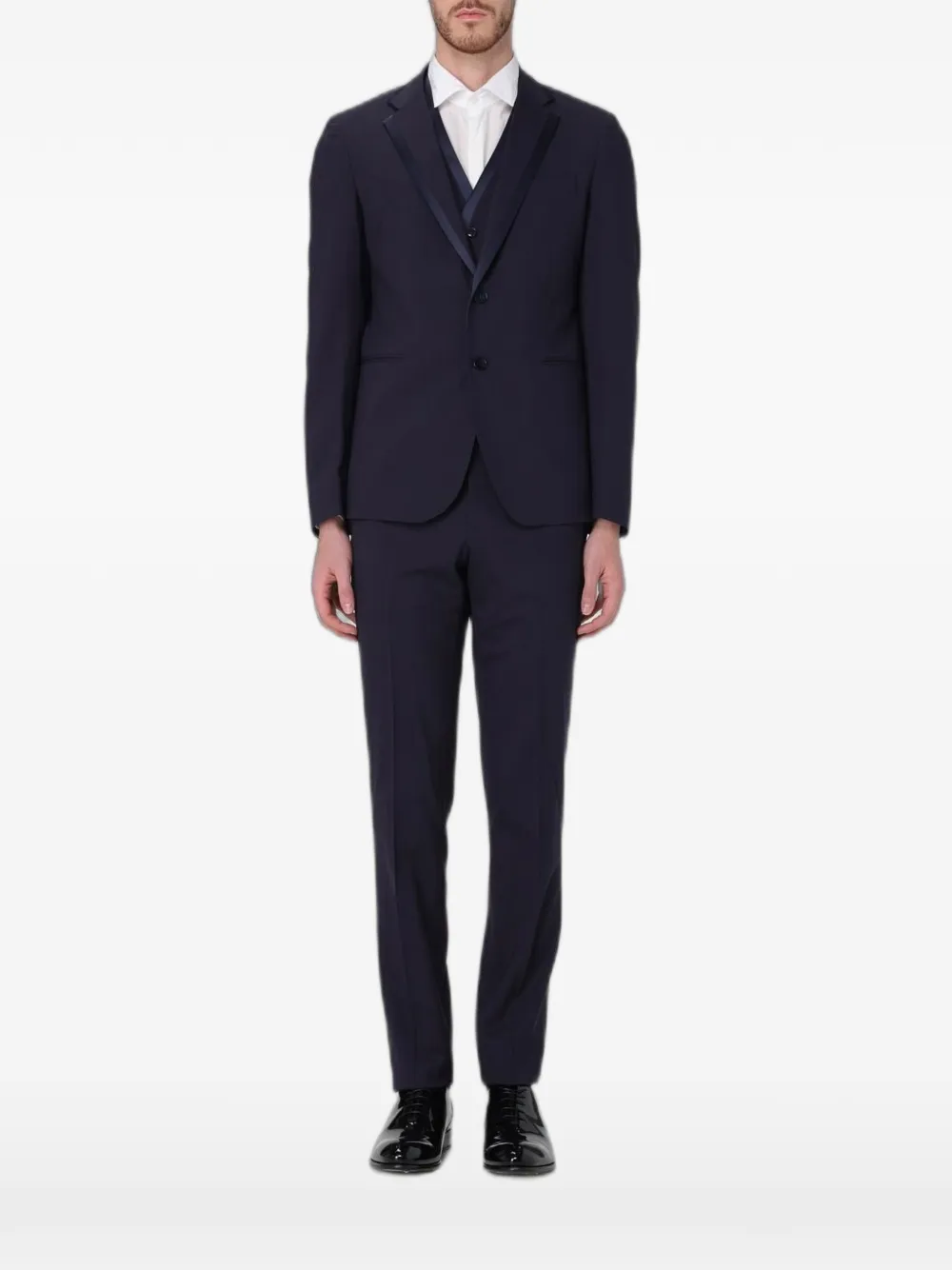 Brian Dales satin-trim three-piece suit - Blu