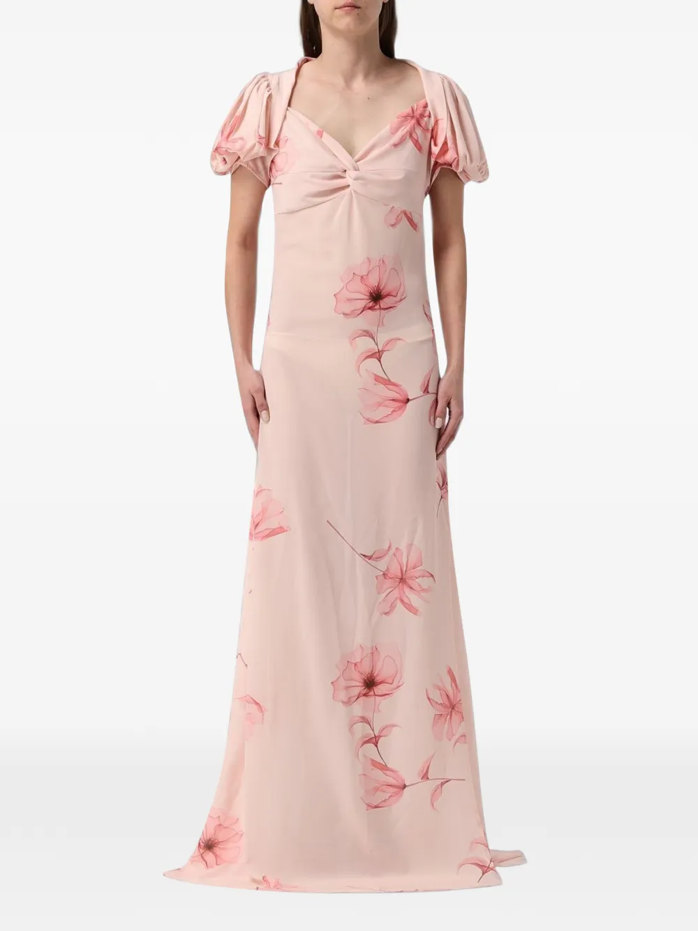 MAR DE MARGARITAS floral-print puff-sleeve maxi dress - Rosa