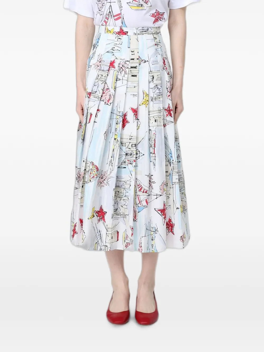 Antonio Marras printed pleated midi skirt