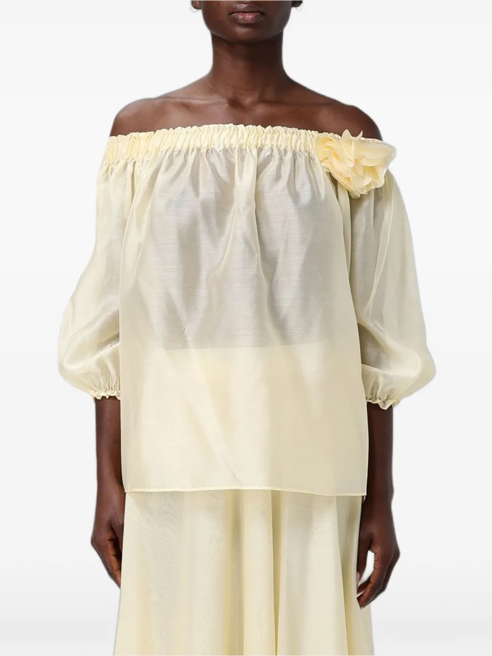 Hanita off-shoulder floral-appliqué blouse - Giallo