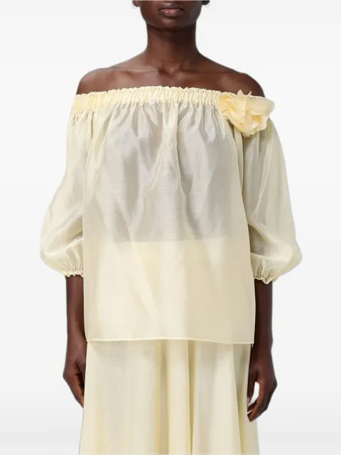 Hanita off-shoulder floral-appliqué blouse