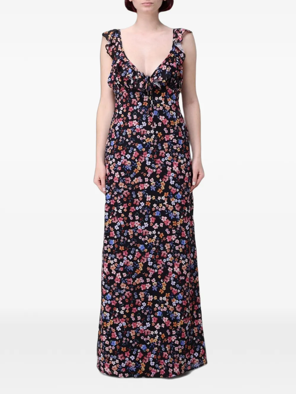 MAR DE MARGARITAS Cecilia floral-print ruffled maxi dress - Black