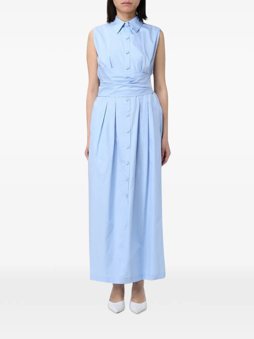 Hanita sleeveless pleated shirt maxi dress - Blue
