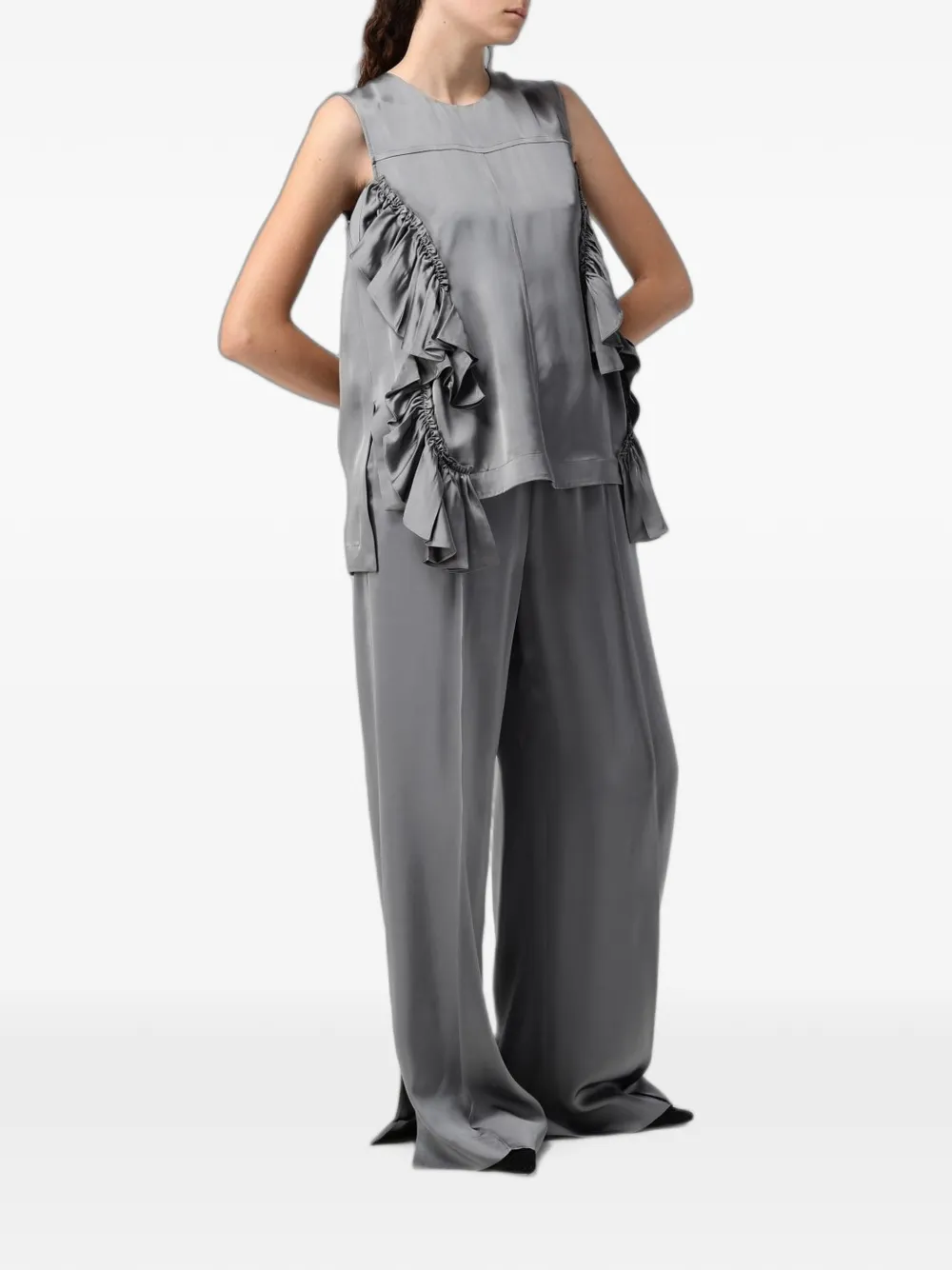 Jil Sander Shirt met ruches afwerking Grijs