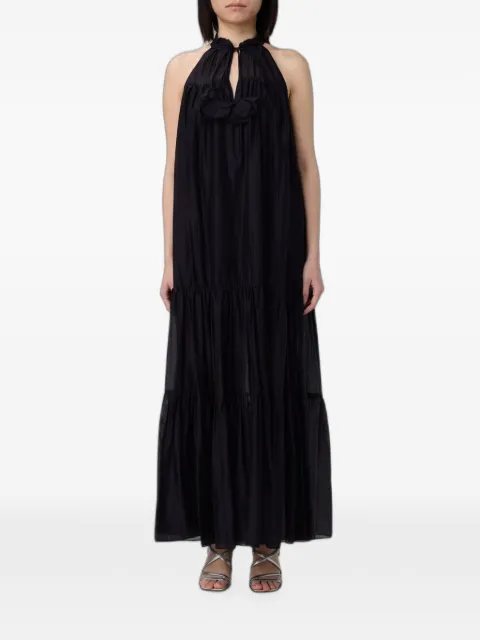 Hanita tiered floral-appliqué maxi dress