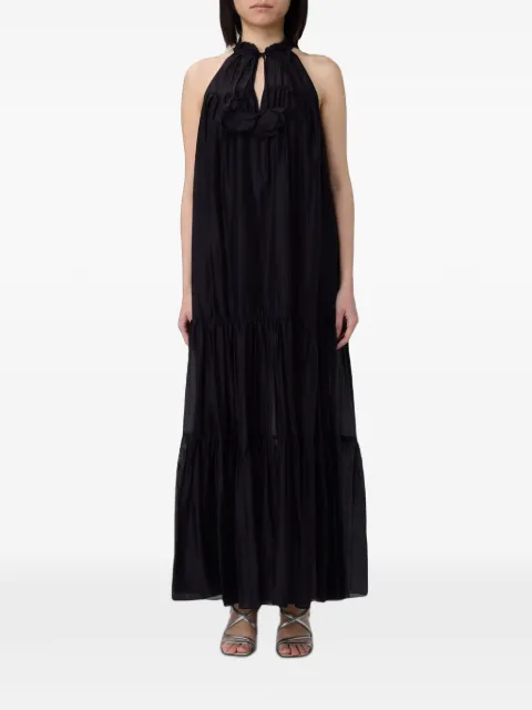 Hanita tiered floral-appliqué maxi dress