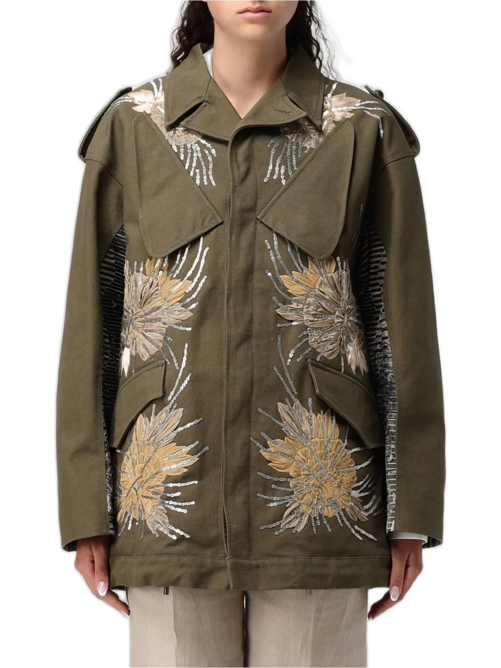 Antonio Marras sequin-embellished floral-patch jacket - Grün