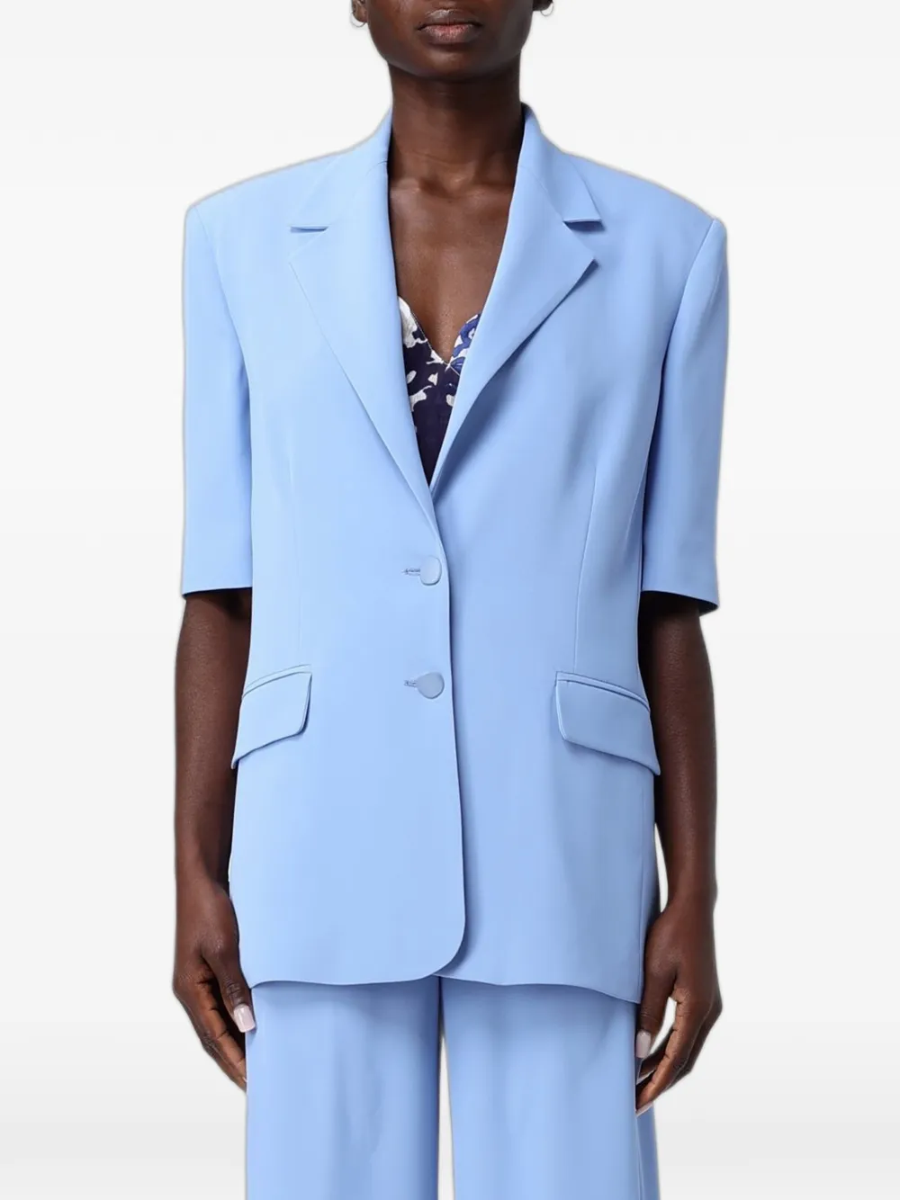 Hanita short-sleeve single-breasted blazer - Blu