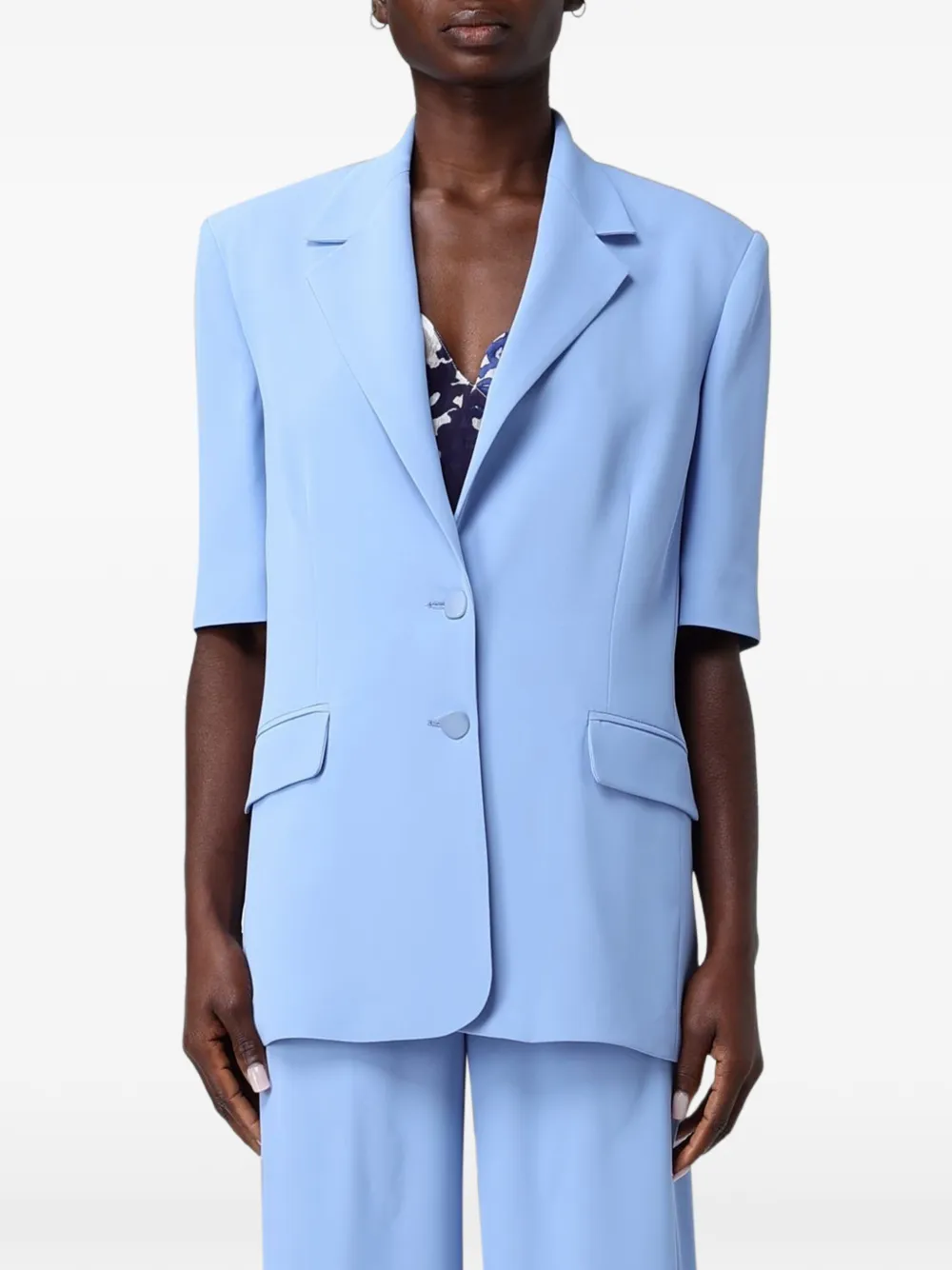 Hanita short-sleeve single-breasted blazer - Blau