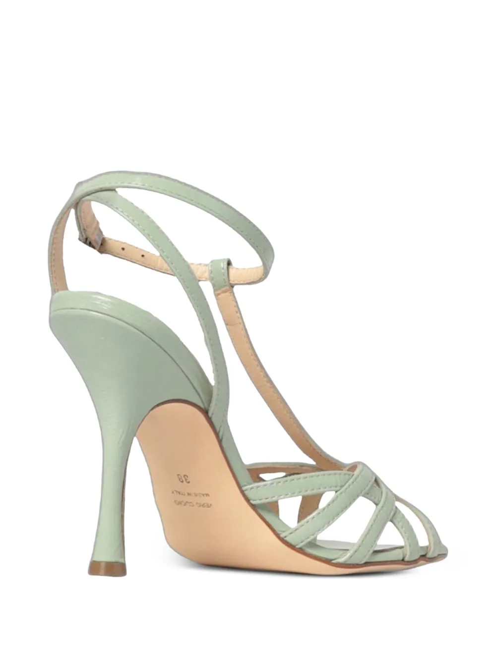 Anna F. patent-finish caged sandals Groen