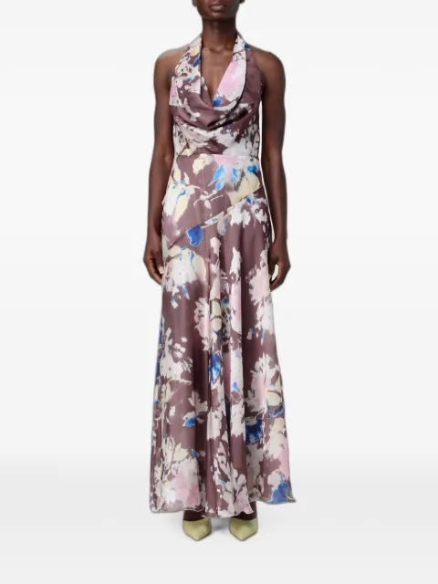 Hanita floral-print halterneck dress
