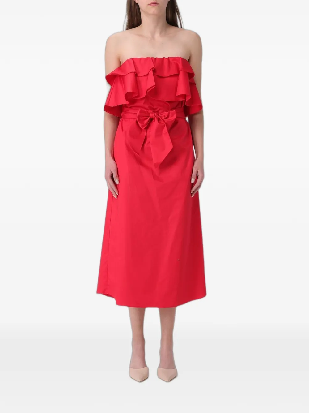 Hanita ruffled bow-detail dress