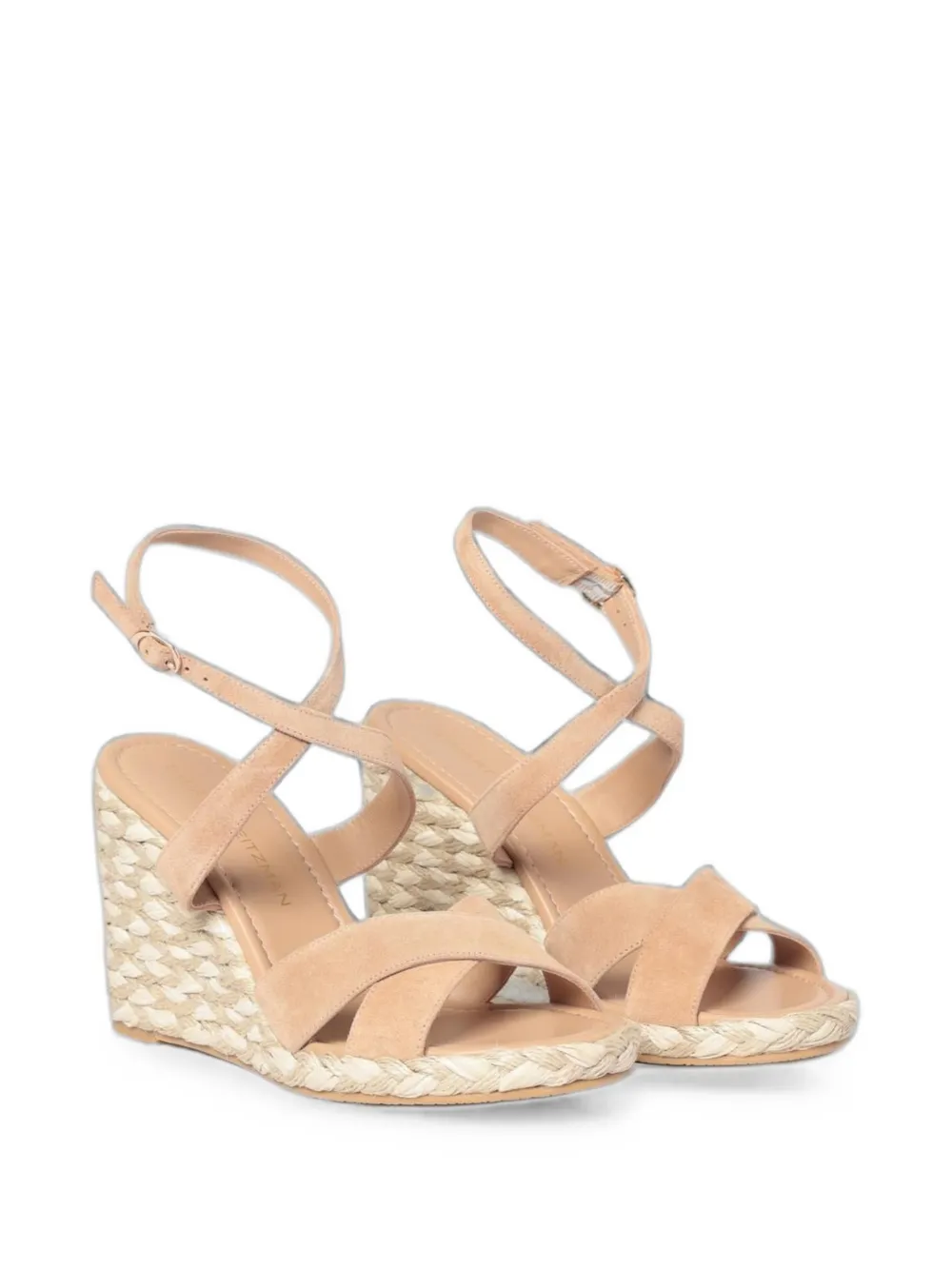 Stuart Weitzman suede wedge sandals Beige