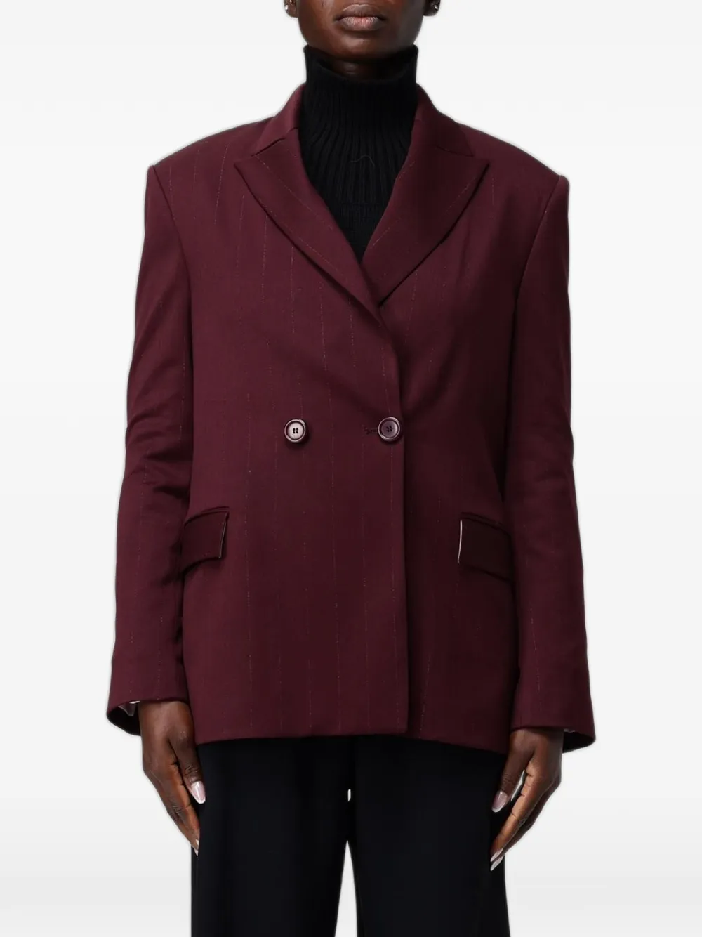 Hanita pinstriped-pattern double-breasted blazer - Rosso