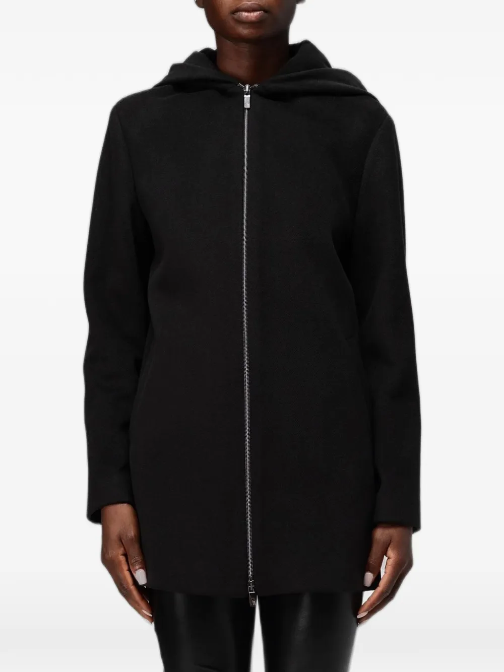 Hanita zip-up hooded coat - Black