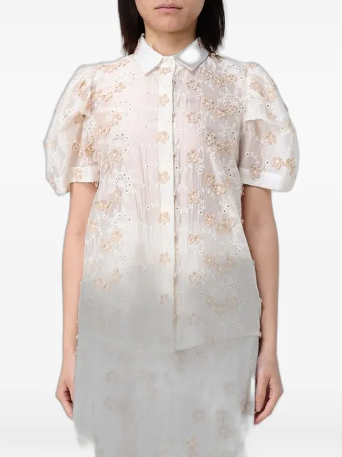 Hanita broderie-anglaise puff-sleeve shirt