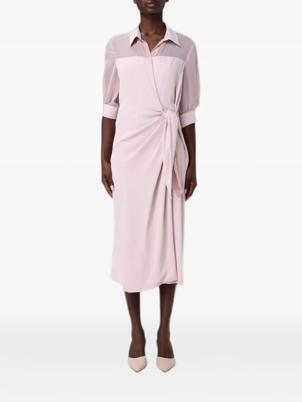 Hanita midi bow-detail wrap dress