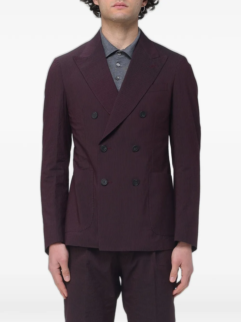 Antonio Marras 핀스트라이프 더블 브레스티드 블레이저 | 레드 | Image 1