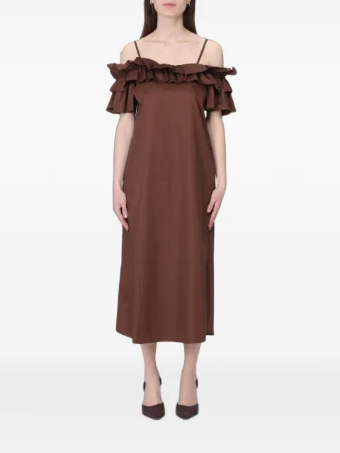Hanita ruffled off-the-shoulder midi dress