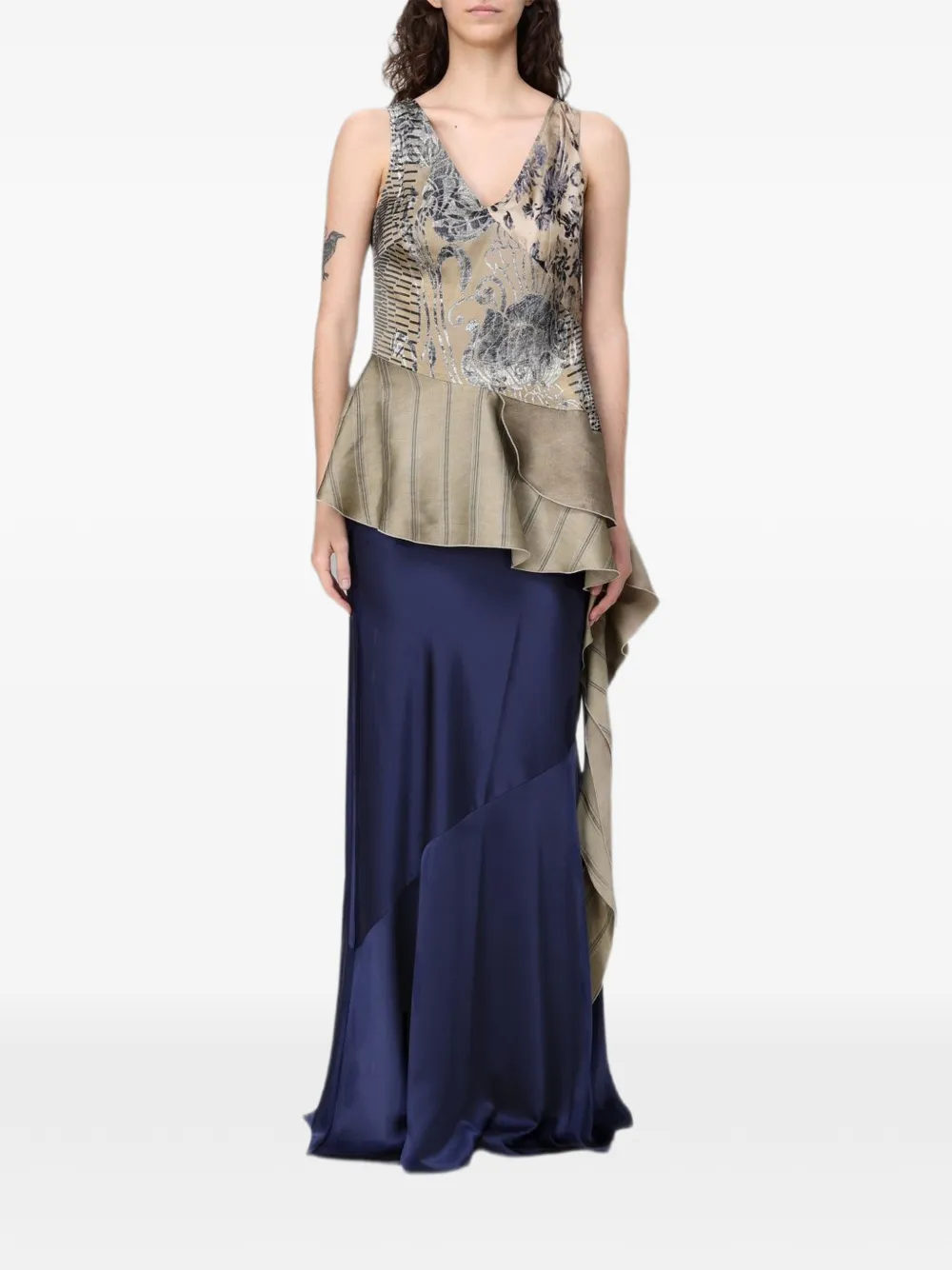 Antonio Marras asymmetric floral-print top - Gold