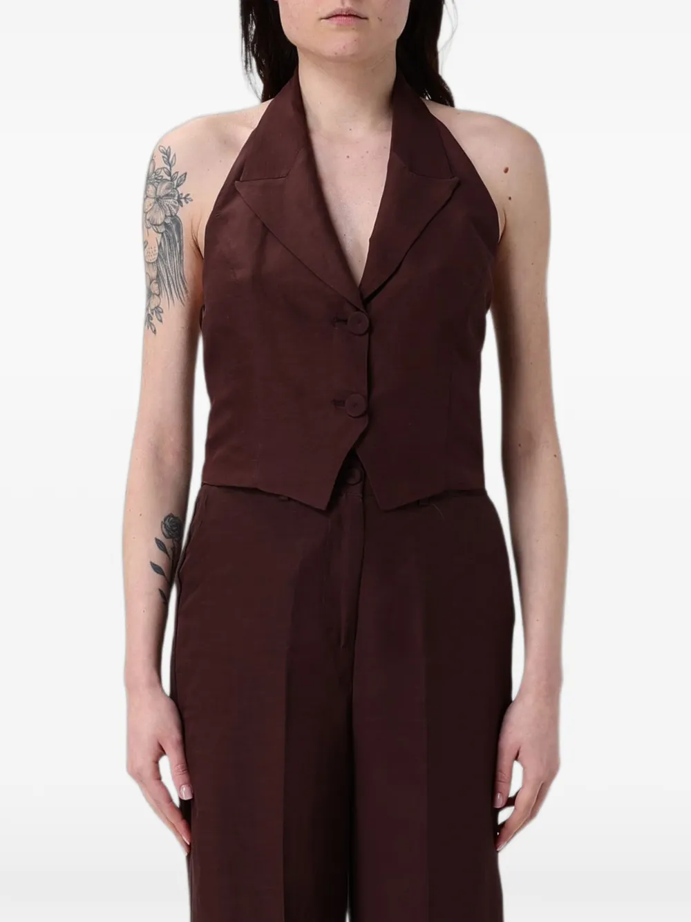 Hanita halterneck notched-lapel waistcoat - Red
