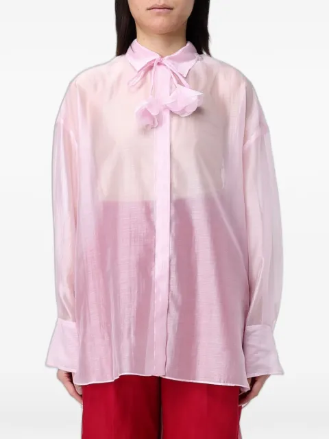 Hanita chiffon-finish pussy-bow shirt