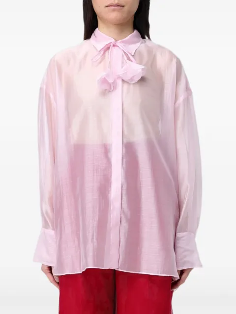 Hanita chiffon-finish pussy-bow shirt