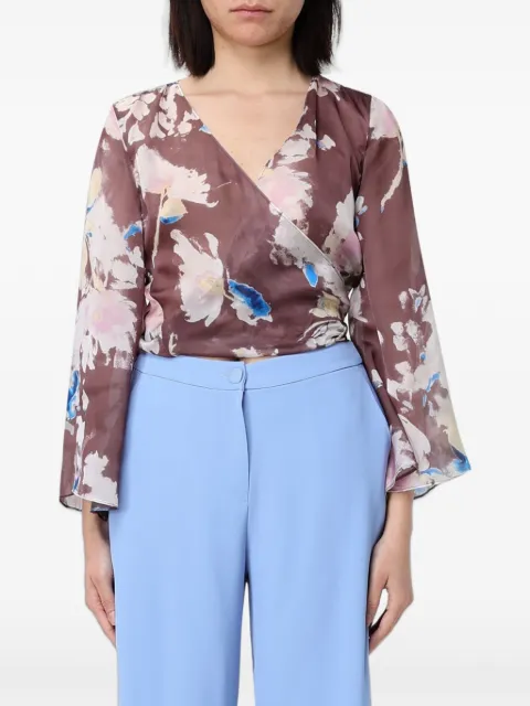 Hanita blusa cruzada con estampado floral