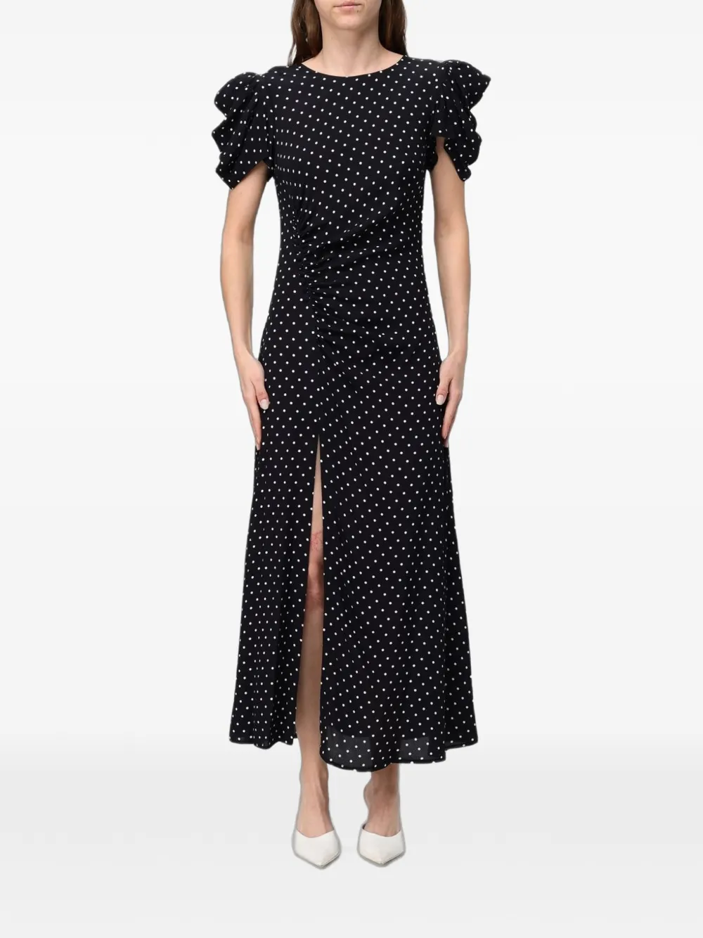 MAR DE MARGARITAS polka-dot ruched maxi dress - Black