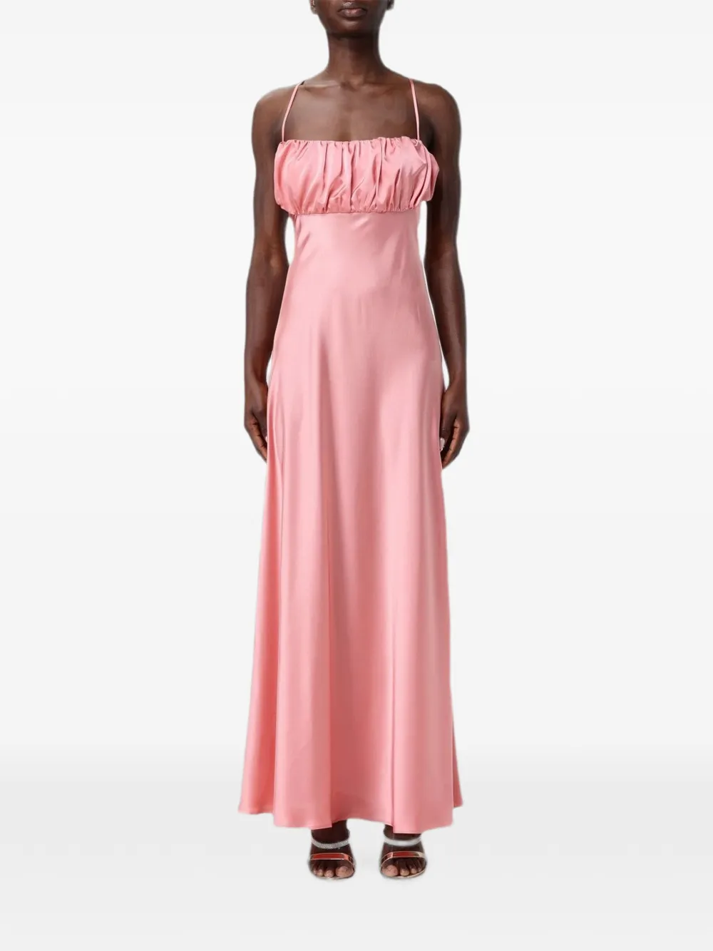 Hanita ruched-bodice satin maxi dress - Rosa