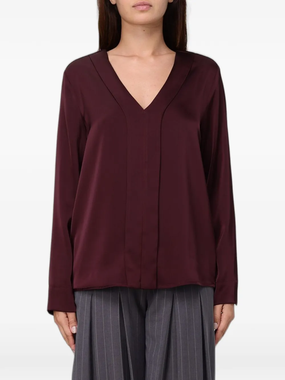 Hanita V-neck satin blouse - Rosso