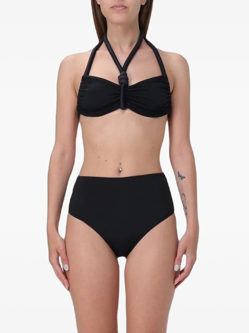 Maygel Coronel ruched halterneck bikini - Nero