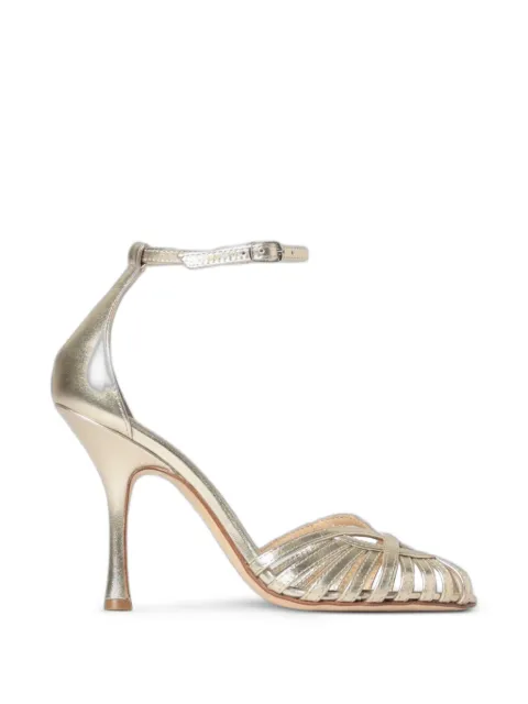Anna F. laminated leather cage sandals