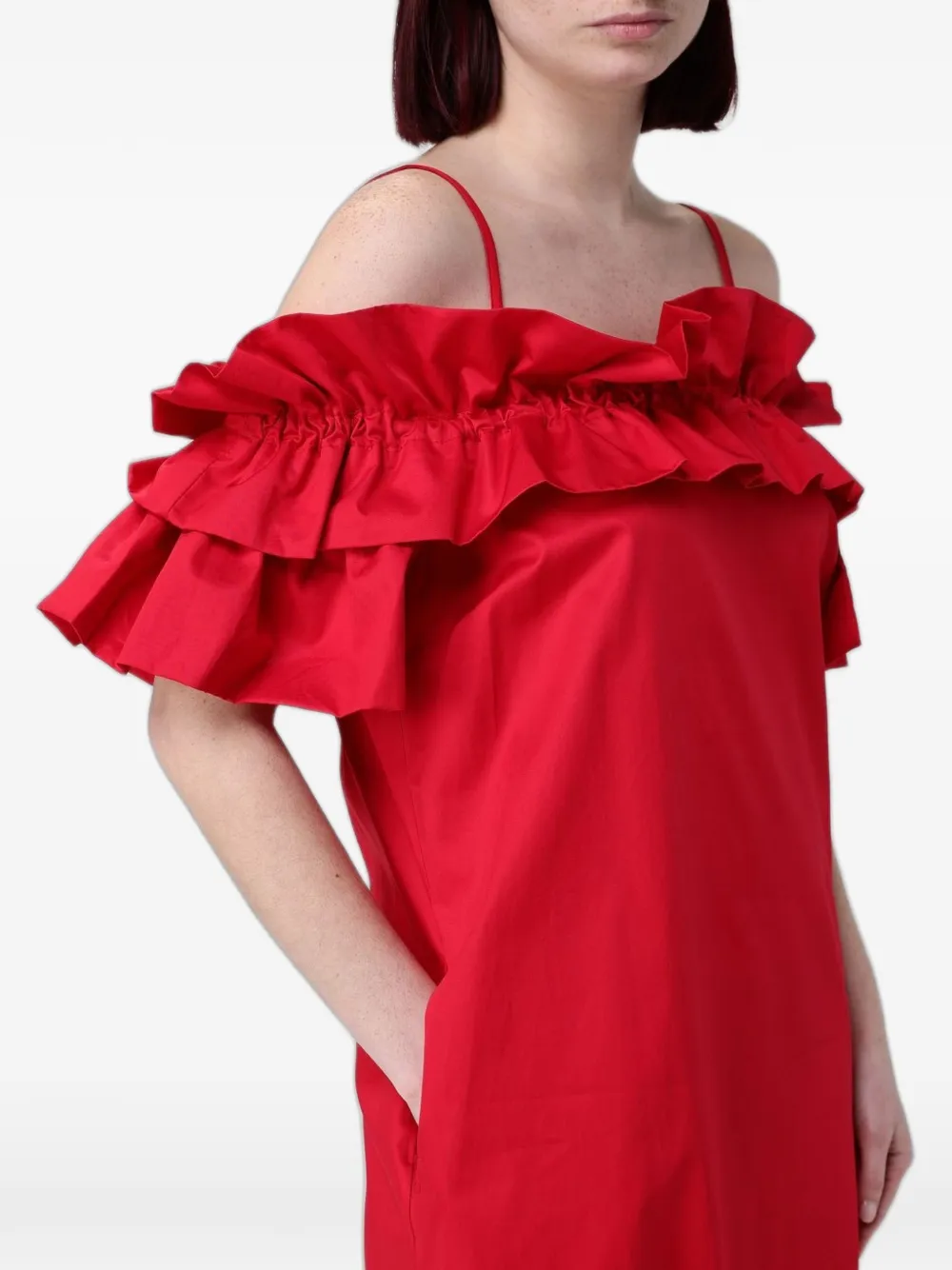 Hanita ruffled off-shoulder dress - Rosso